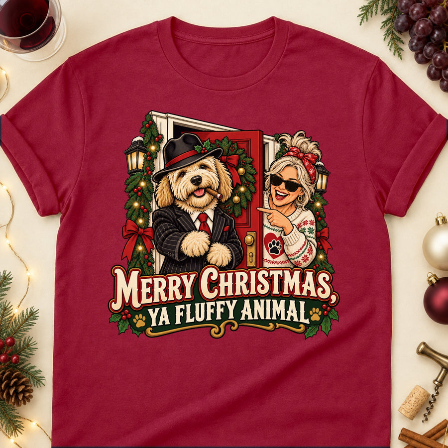 Merry Christmas, Ya Fluffy Animal Colored Print T-Shirt