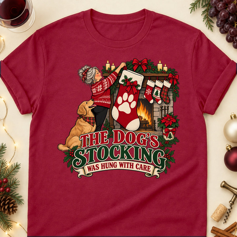The Dog's Stocking Was Hung With Care Colored Print T-Shirt