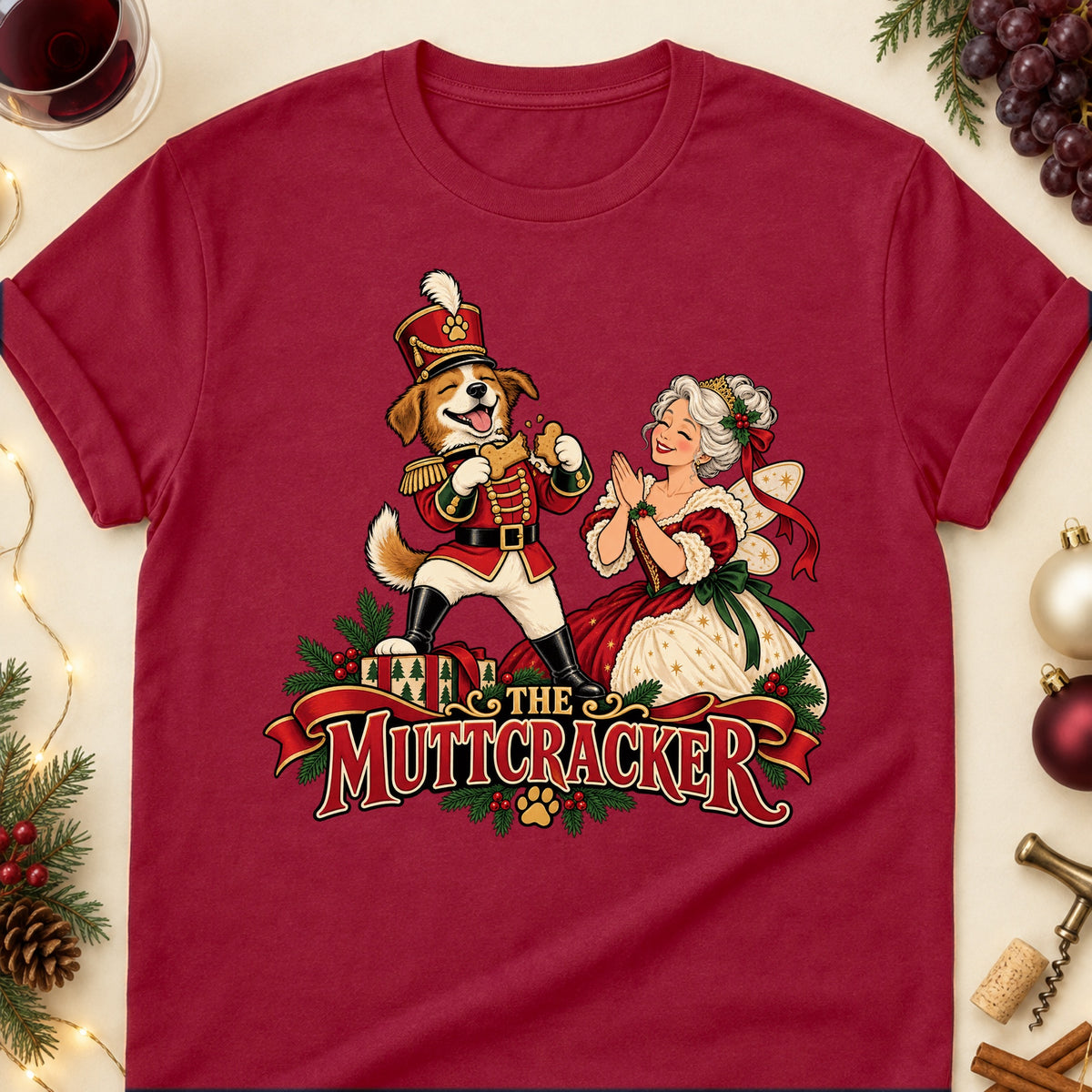 The Muttcracker Christmas Dog Mom T-Shirt in Cardinal Red