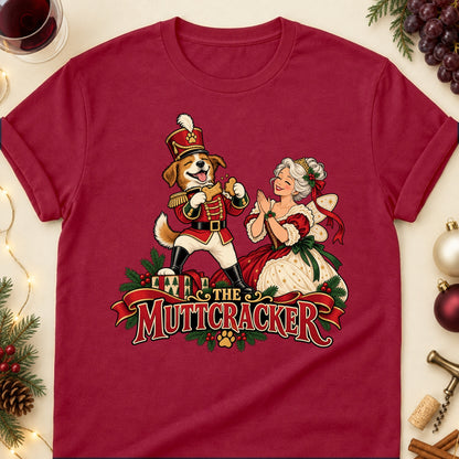 The Muttcracker Christmas Dog Mom T-Shirt in Cardinal Red