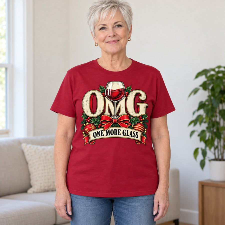 OMG One More Glass Colored Print T-Shirt
