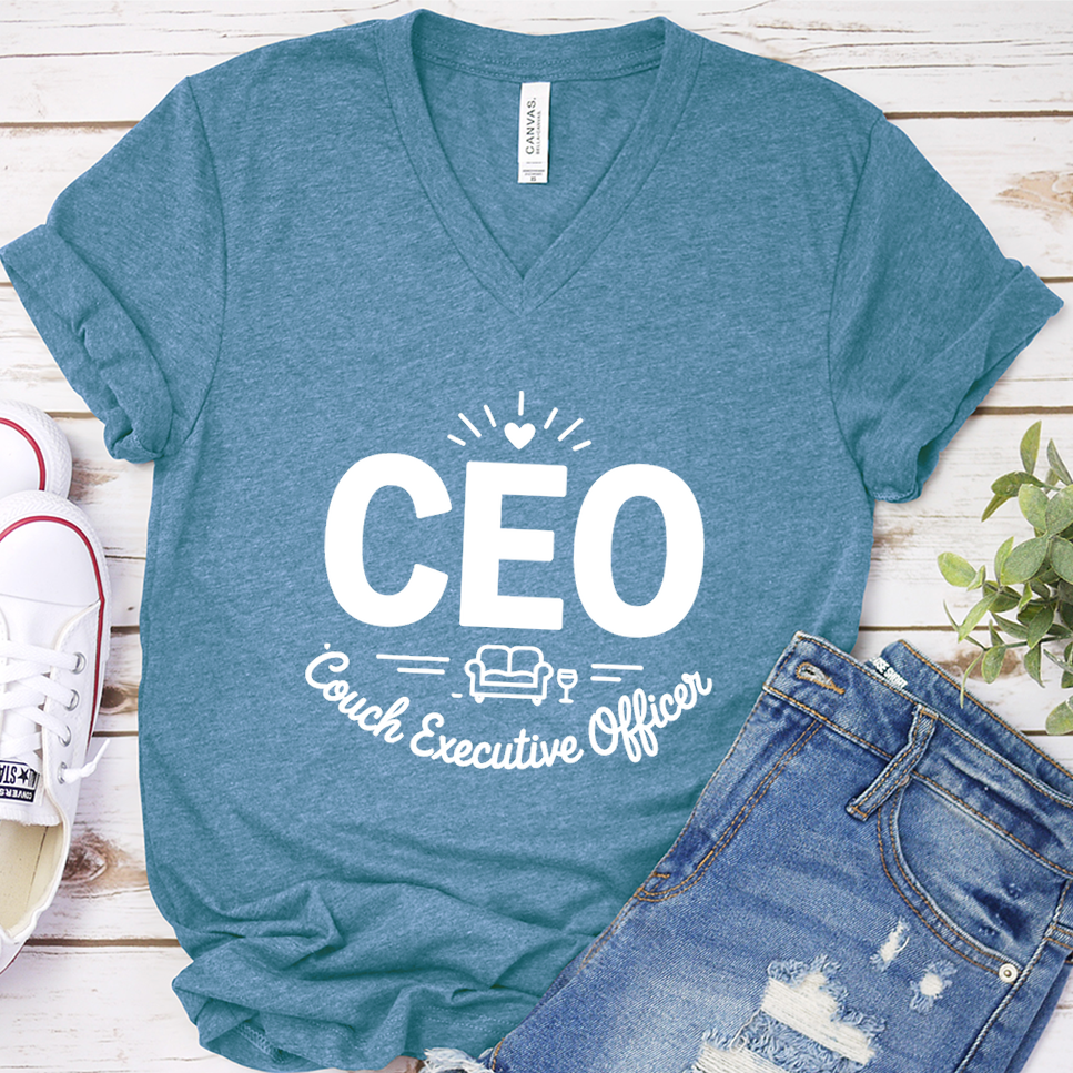 CEO Candles, Evenings, Overindulging V-Neck - Heather Deep Teal - Brooke & Belle