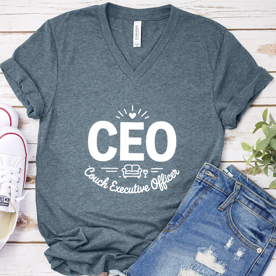CEO Candles, Evenings, Overindulging V-Neck - Heather Slate - Brooke & Belle