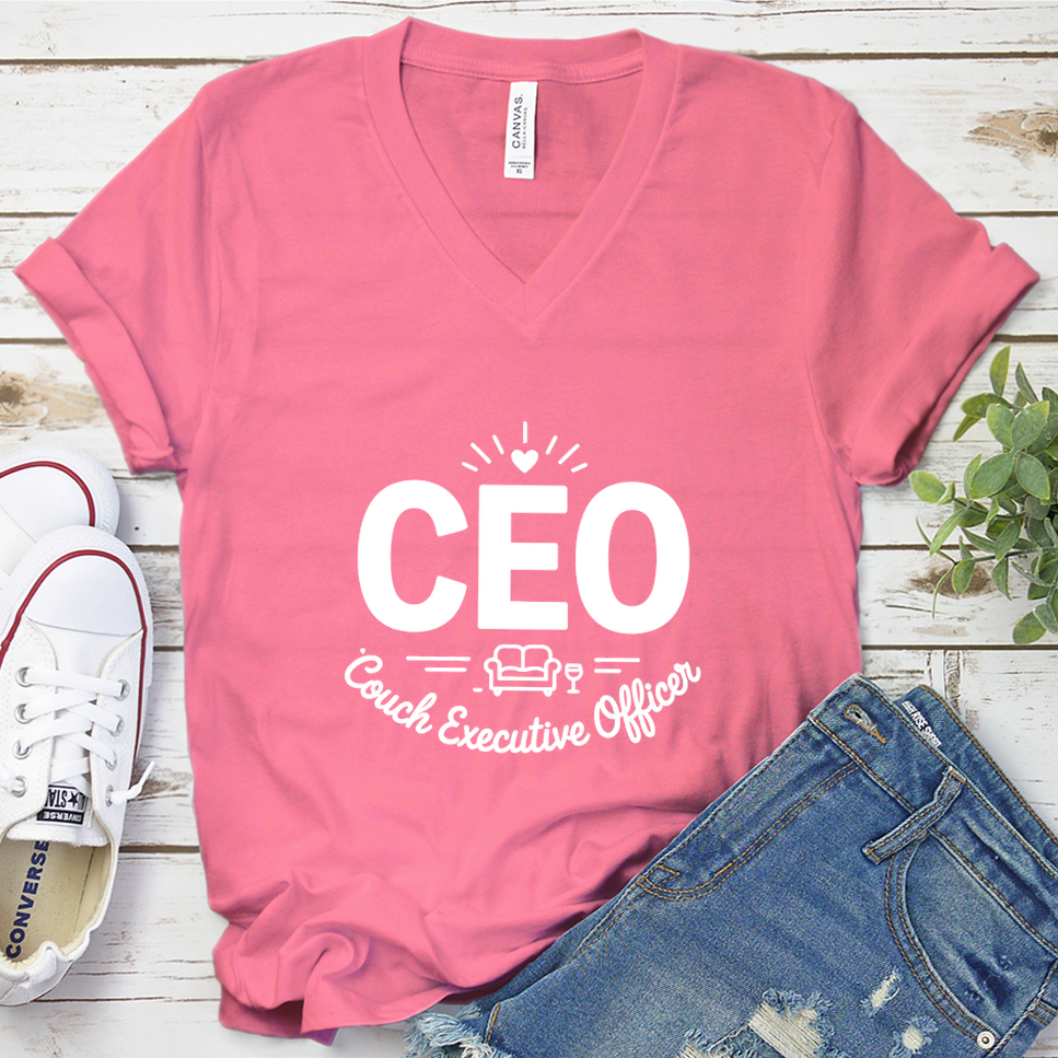 CEO Candles, Evenings, Overindulging V-Neck - Neon Pink - Brooke & Belle