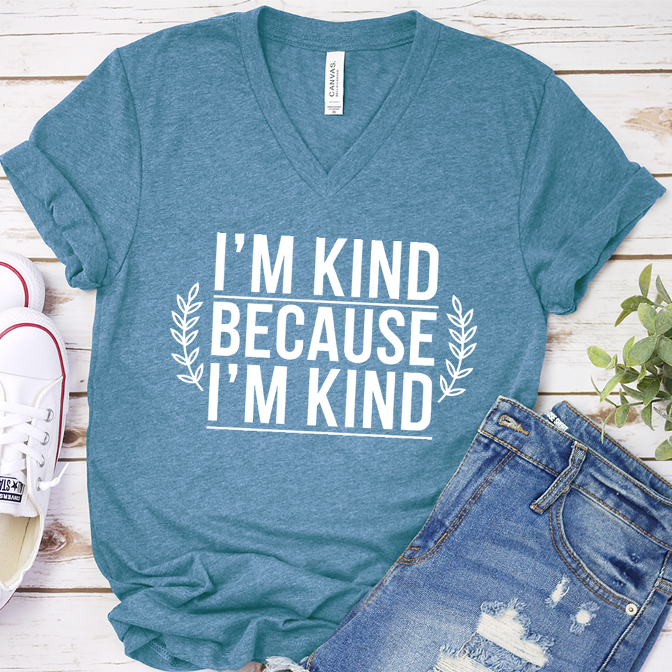 I'm Kind Because I'm Kind V-Neck - Heather Deep Teal - Brooke & Belle