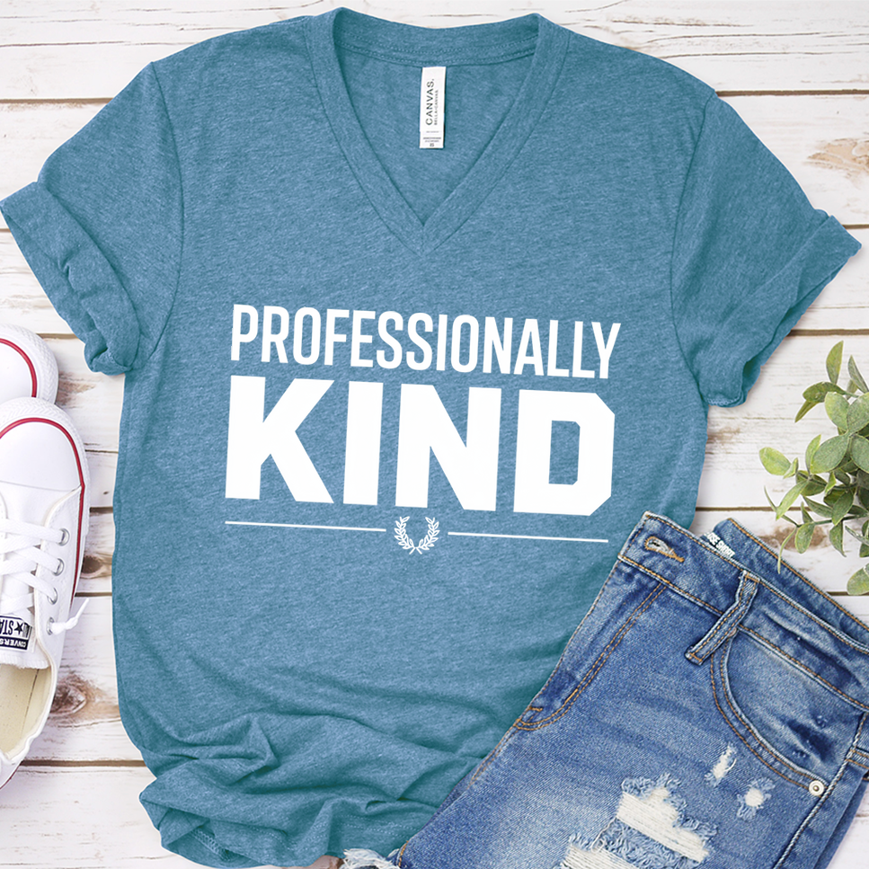 Professionally Kind V-Neck - Heather Deep Teal - Brooke & Belle