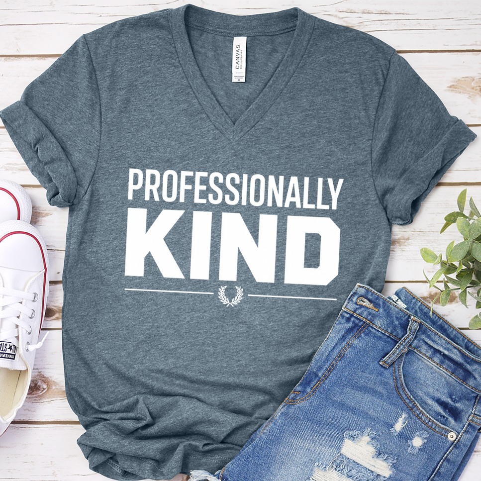 Professionally Kind V-Neck - Heather Slate - Brooke & Belle