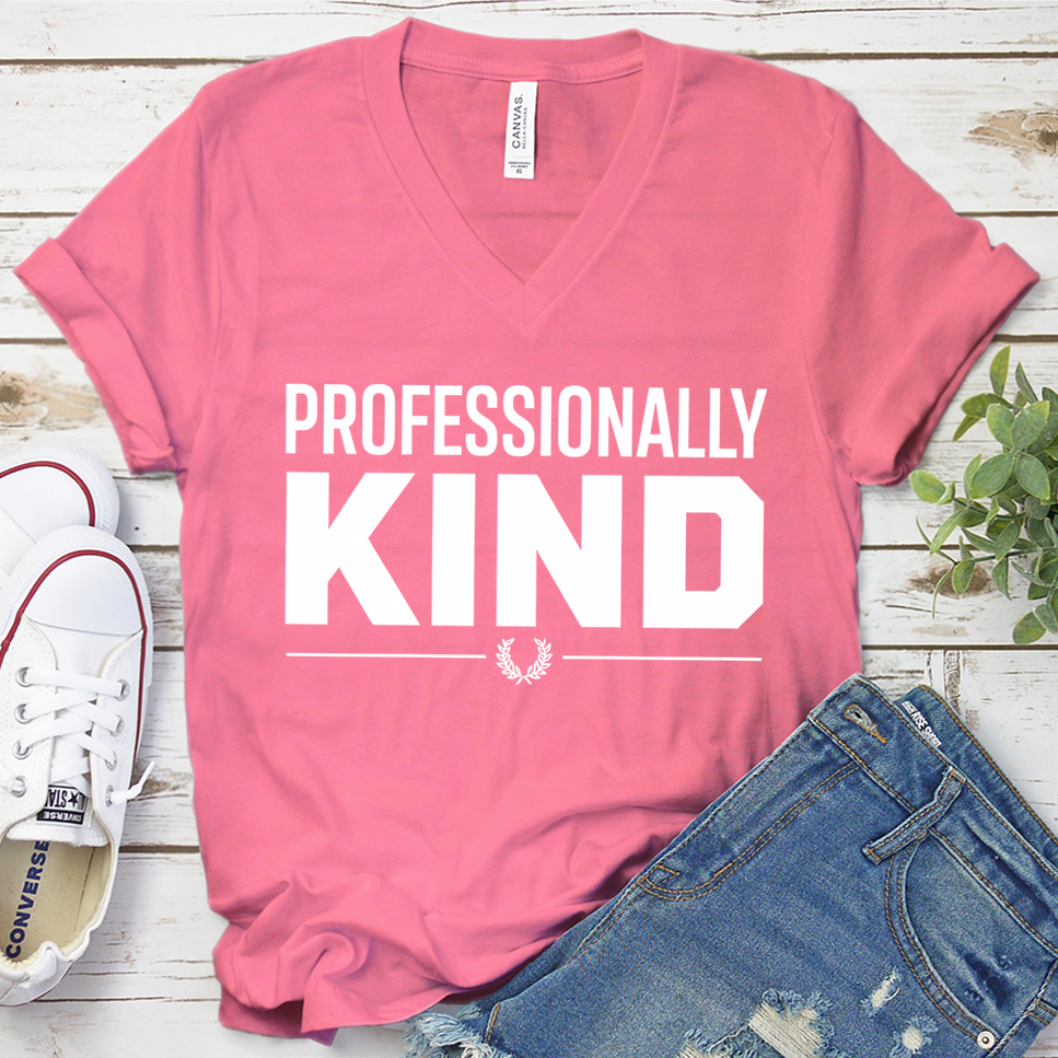 Professionally Kind V-Neck - Neon Pink - Brooke & Belle