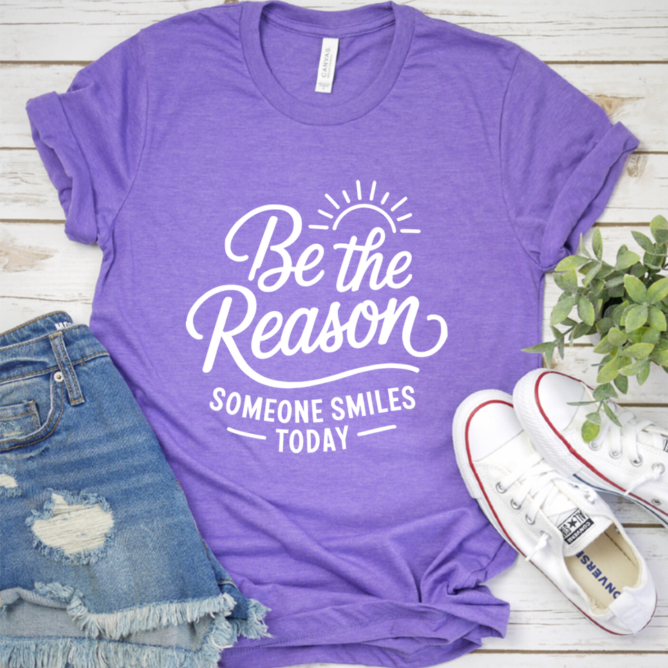 Be The Reason Someone Smiles Today T-Shirt - Heather Purple - Brooke & Belle