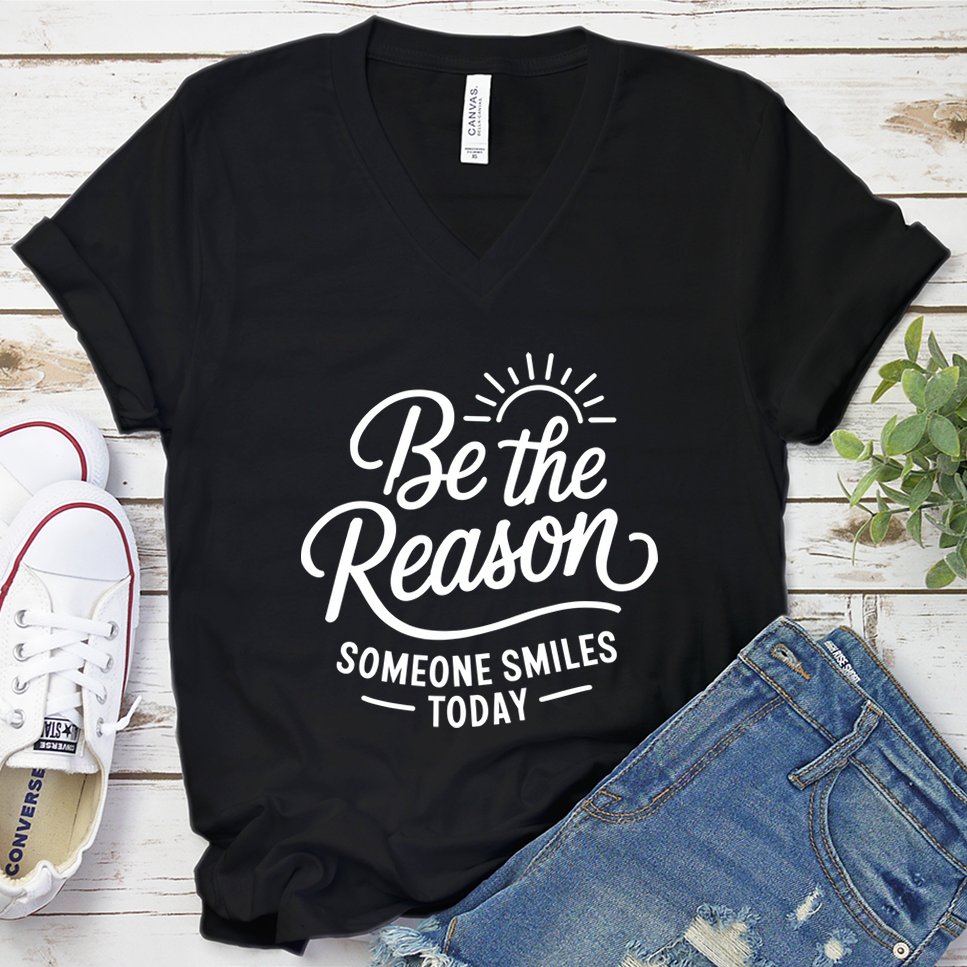 Be The Reason Someone Smiles Today V-Neck - Black - Brooke & Belle