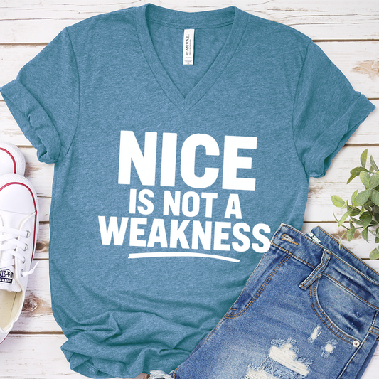 Nice Is Not A Weakness V-Neck - Heather Deep Teal - Brooke & Belle
