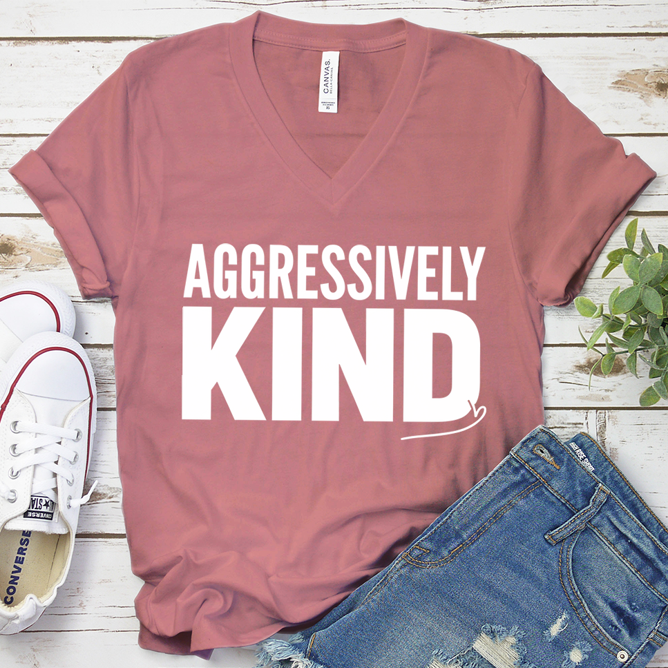 Aggressively Kind V-Neck - Mauve - Brooke & Belle