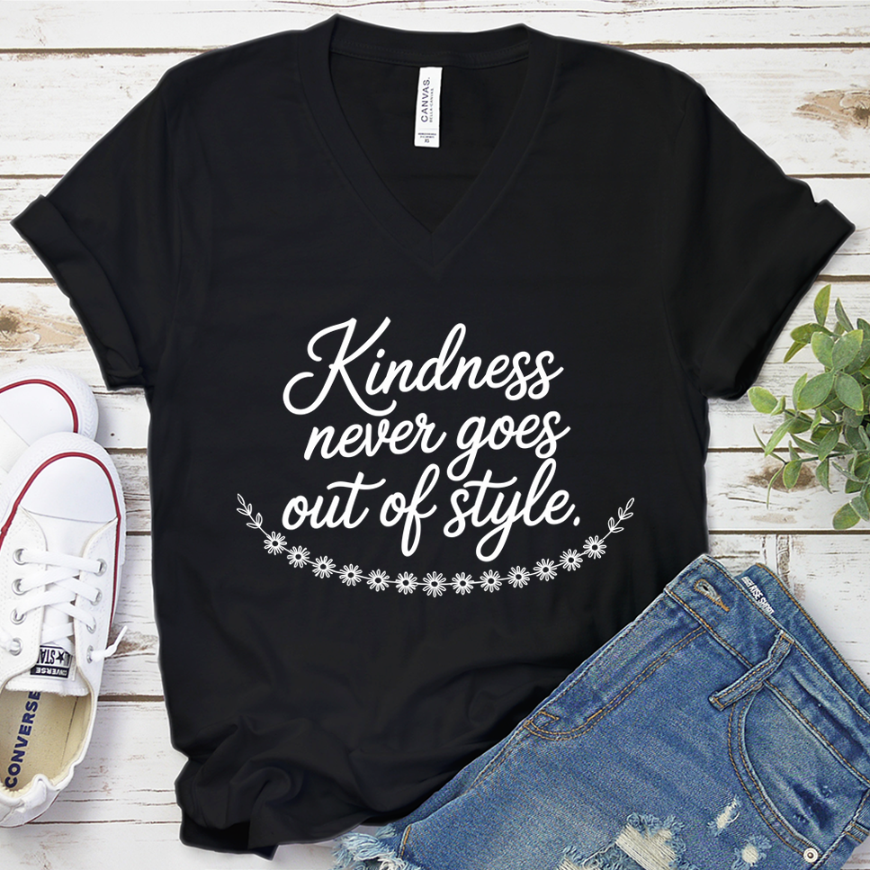 Kindness Never Goes Out Of Style V-Neck - Black - Brooke & Belle