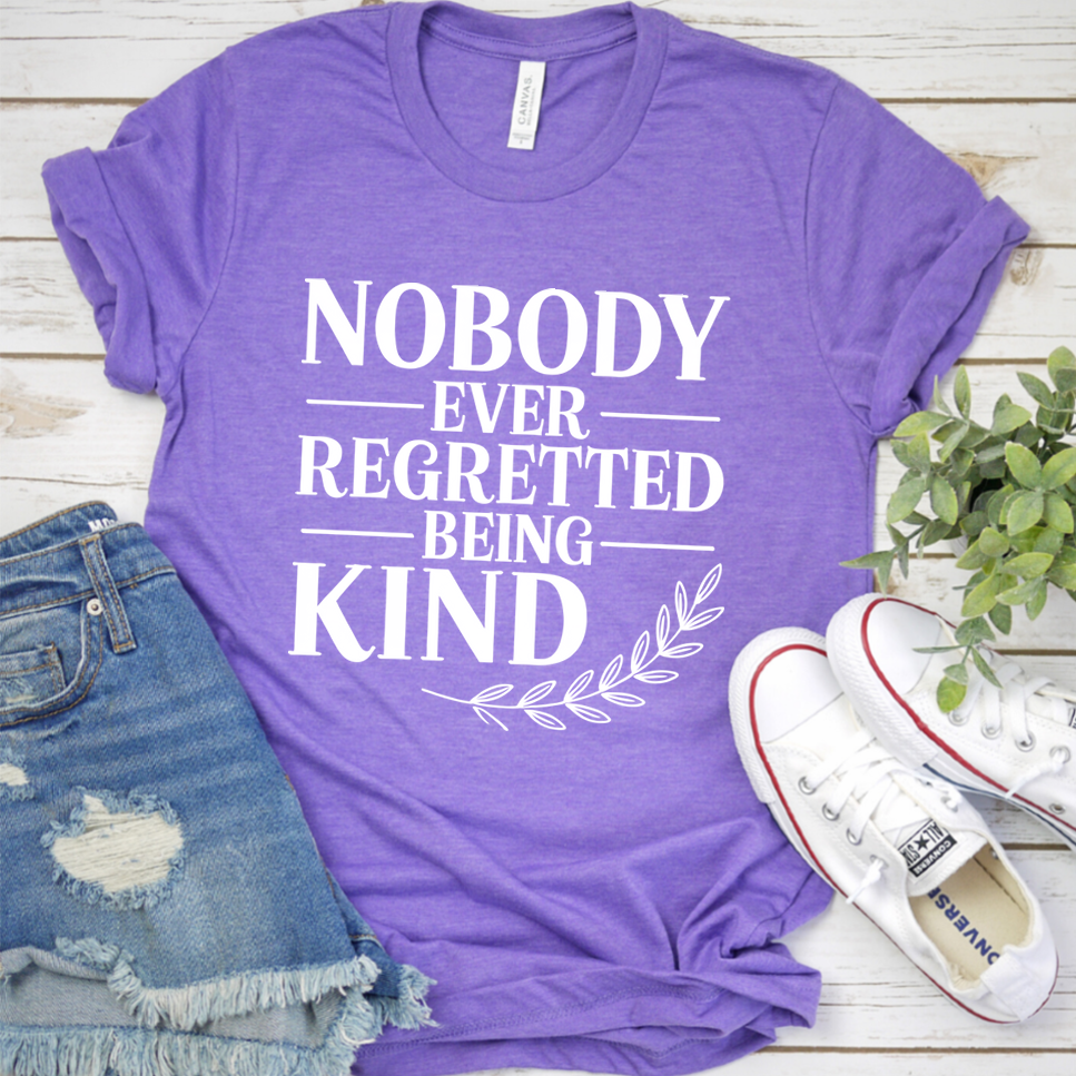 Nobody Ever Regretted Being Kind T-Shirt - Heather Purple - Brooke & Belle