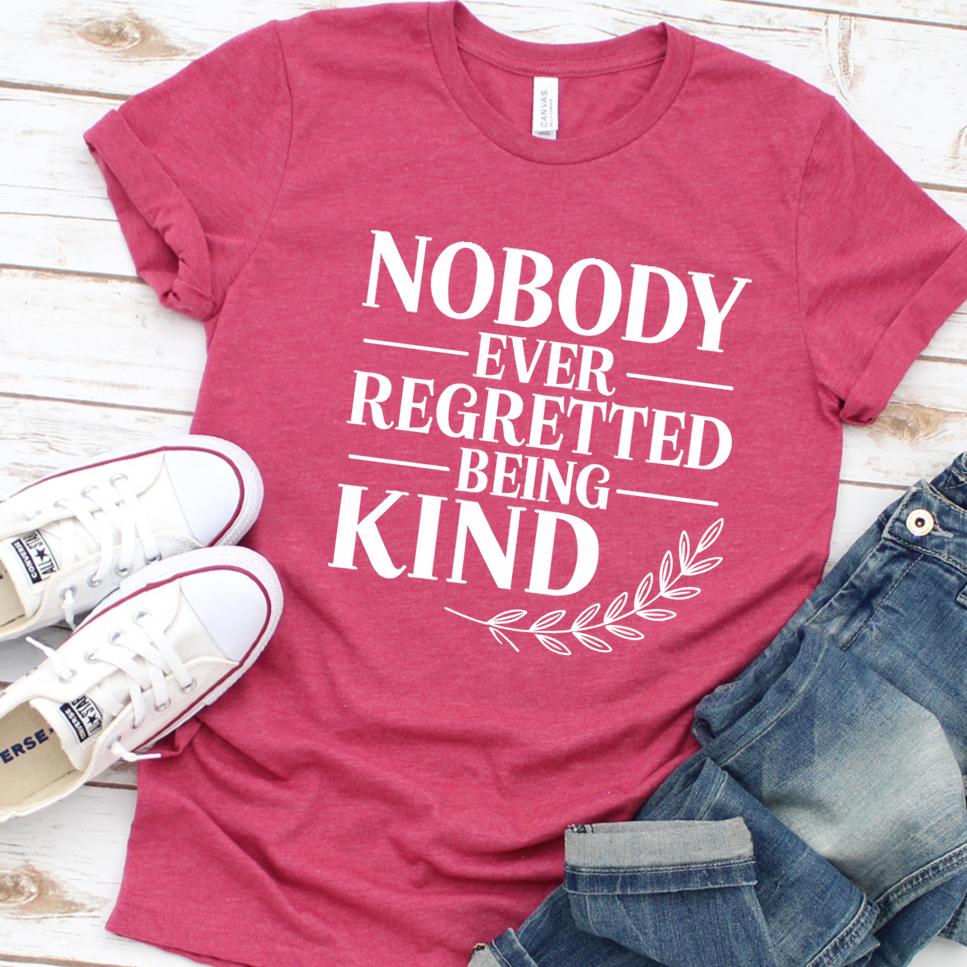 Nobody Ever Regretted Being Kind T-Shirt - Heather Raspberry - Brooke & Belle