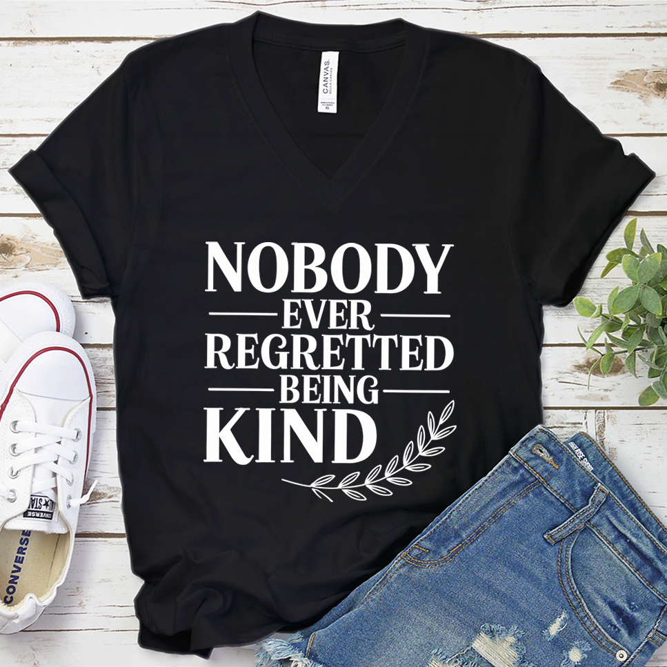 Nobody Ever Regretted Being Kind V-Neck - Black - Brooke & Belle