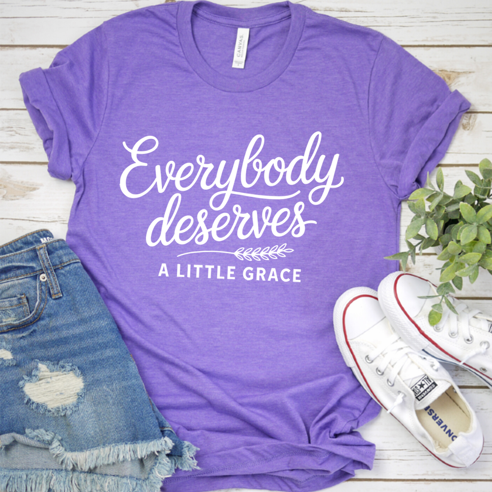 Everybody Deserves A Little Grace T-Shirt - Heather Purple - Brooke & Belle