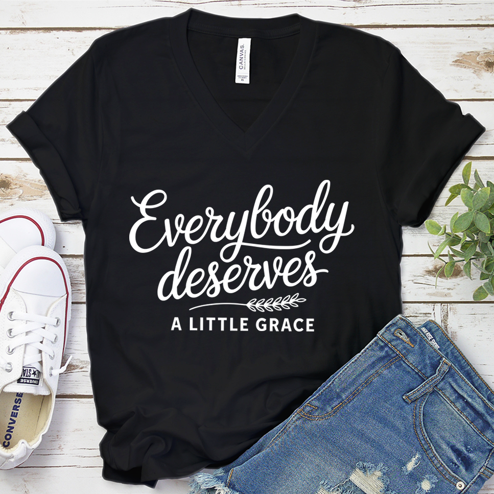 Everybody Deserves A Little Grace V-Neck - Black - Brooke & Belle