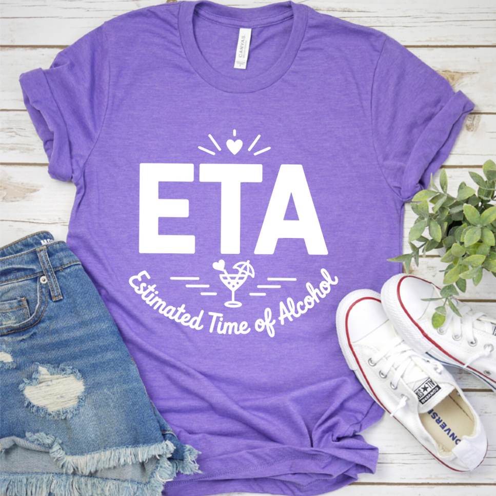 ETA Estimated Time of Arrival: Wine O'Clock T-Shirt - Heather Purple - Brooke & Belle