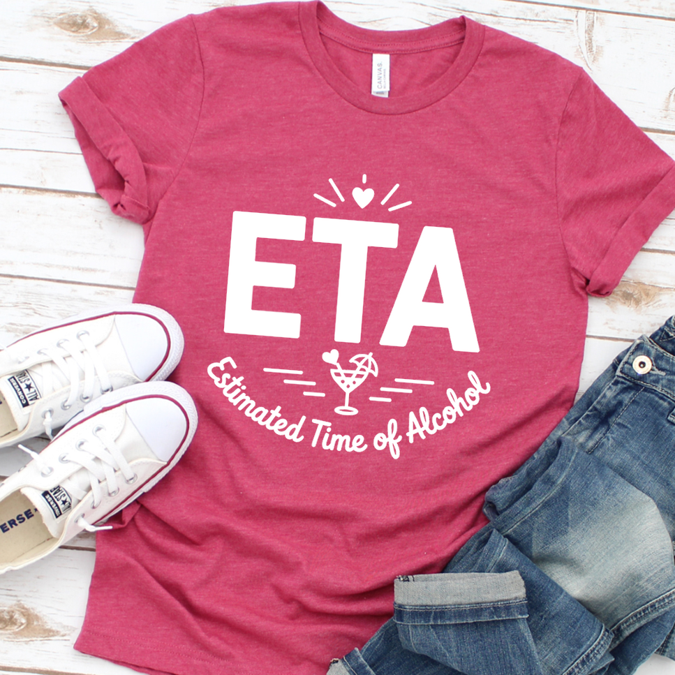 ETA Estimated Time of Arrival: Wine O'Clock T-Shirt - Heather Raspberry - Brooke & Belle