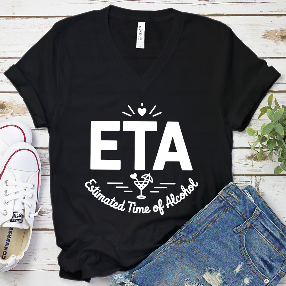 ETA Estimated Time of Arrival: Wine O'Clock V-Neck - Black - Brooke & Belle
