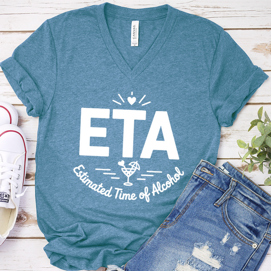 ETA Estimated Time of Arrival: Wine O'Clock V-Neck - Heather Deep Teal - Brooke & Belle