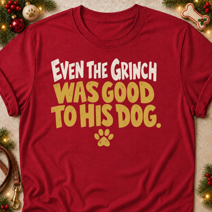 Good To His Dog dog mom T-shirt in Cardinal Red, laid flat. [bb c=cardinal-red r=flat]