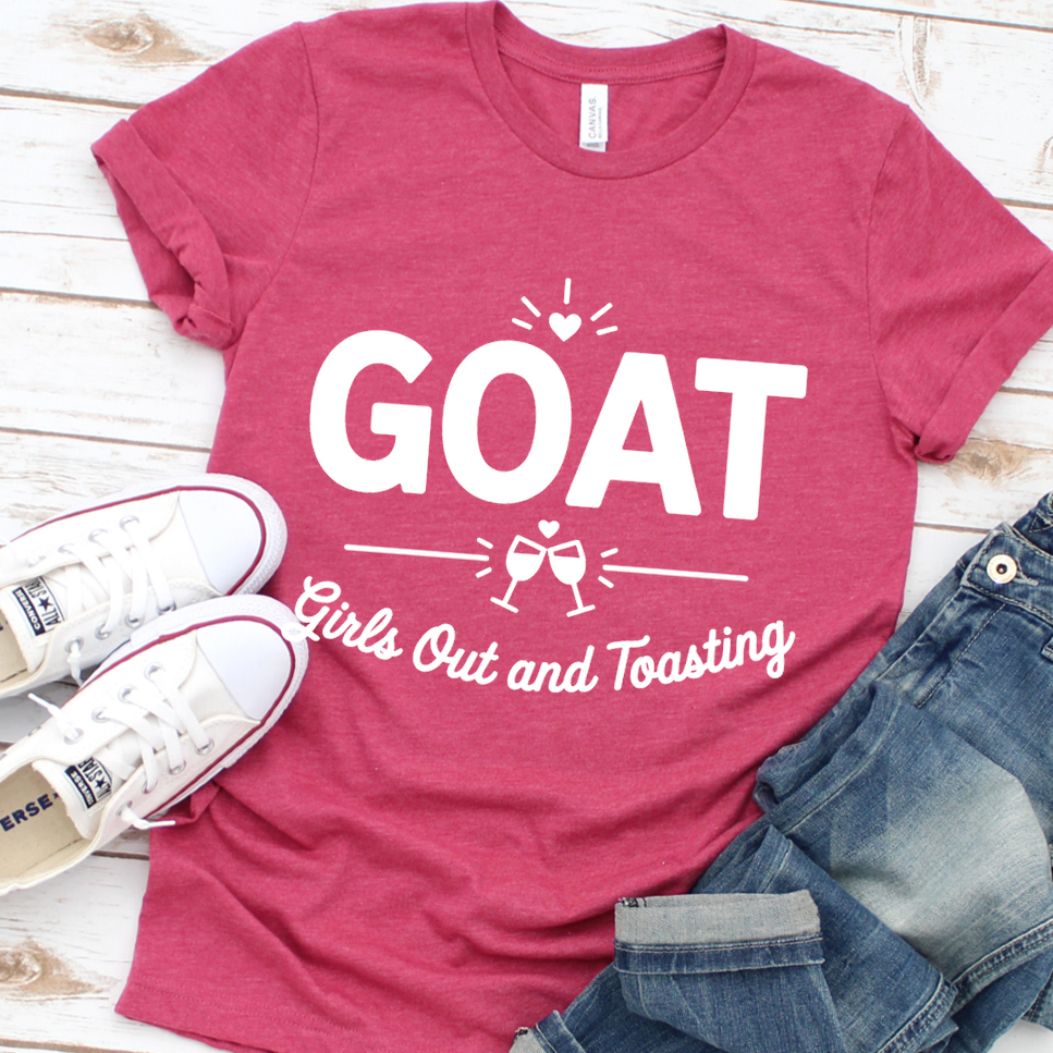 GOAT Girls Out And Toasting T-Shirt - Heather Raspberry - Brooke & Belle