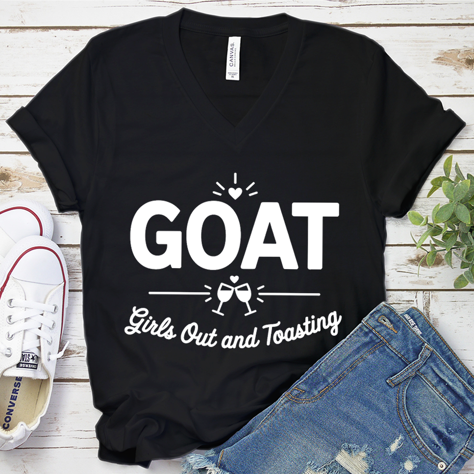GOAT Girls Out And Toasting V-Neck - Black - Brooke & Belle