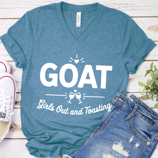 GOAT Girls Out And Toasting V-Neck - Heather Deep Teal - Brooke & Belle