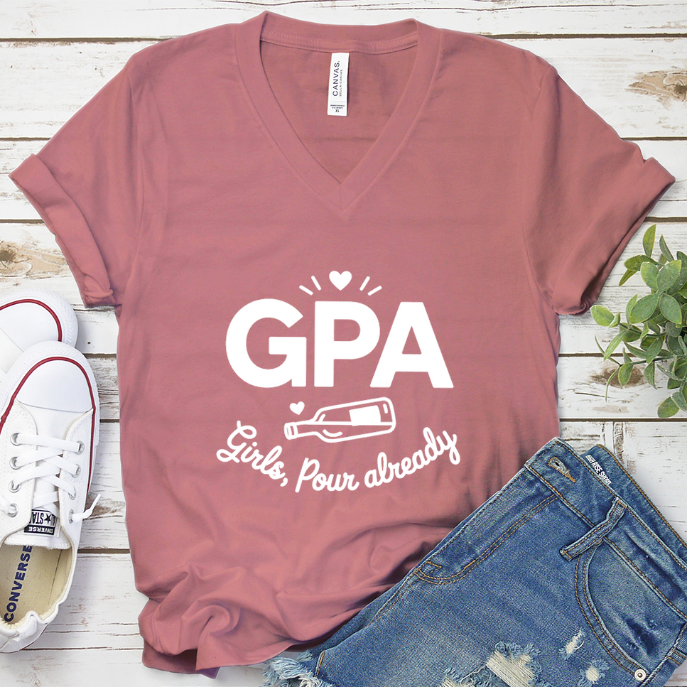 GPA Girls, Pour Already V-Neck - Mauve - Brooke & Belle