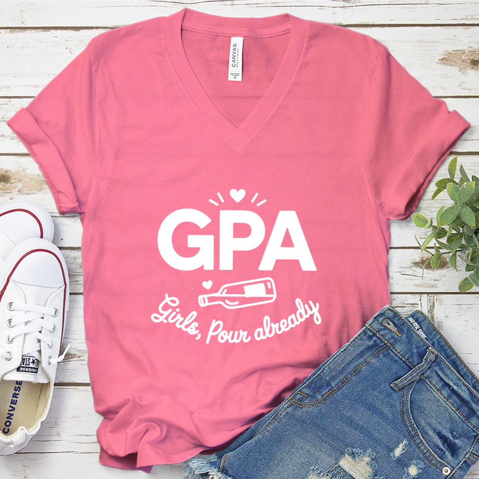 GPA Girls, Pour Already V-Neck - Neon Pink - Brooke & Belle