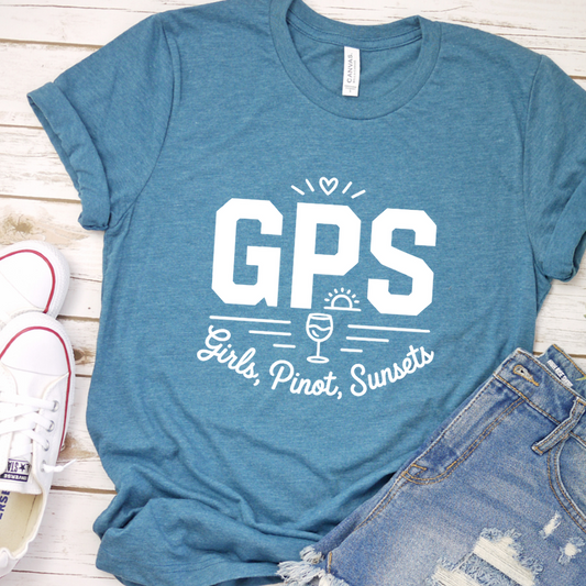 GPS Girls, Pinot, Sunsets T-Shirt - Heather Deep Teal - Brooke & Belle