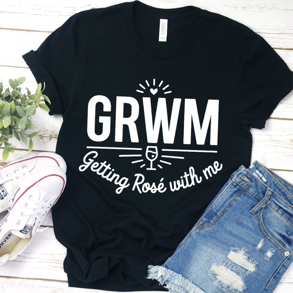 GRWM Getting Rosé With Me T-Shirt - Black - Brooke & Belle