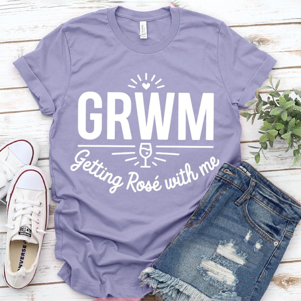 GRWM Getting Rosé With Me T-Shirt - Dark Lavender - Brooke & Belle