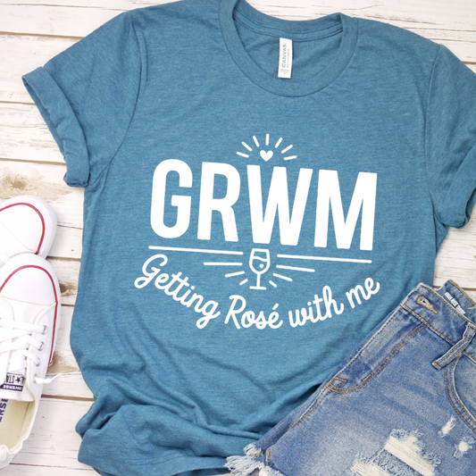 GRWM Getting Rosé With Me T-Shirt - Heather Deep Teal - Brooke & Belle