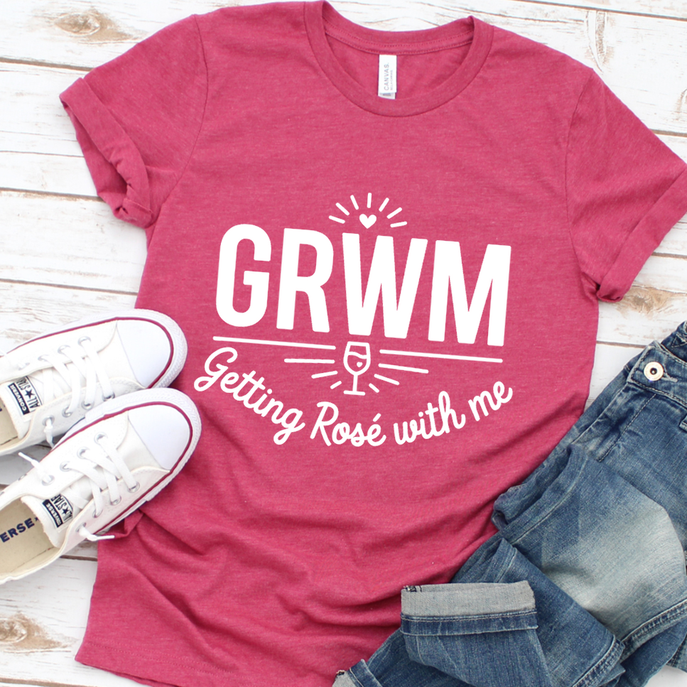 GRWM Getting Rosé With Me T-Shirt - Heather Raspberry - Brooke & Belle