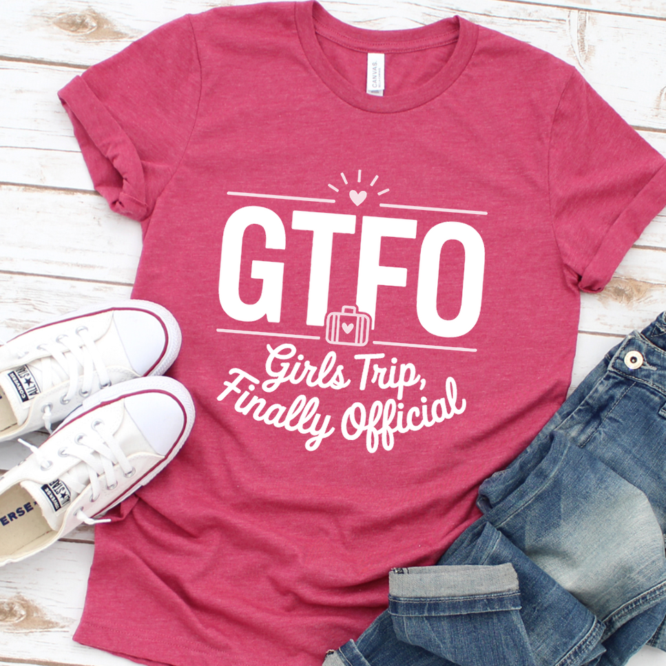 GTFO Girls Trip, Finally Official T-Shirt - Heather Raspberry - Brooke & Belle
