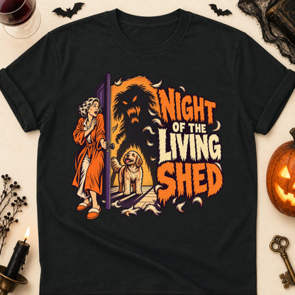 Night Of The Living Shed Halloween Dog Mom T-Shirt in Black