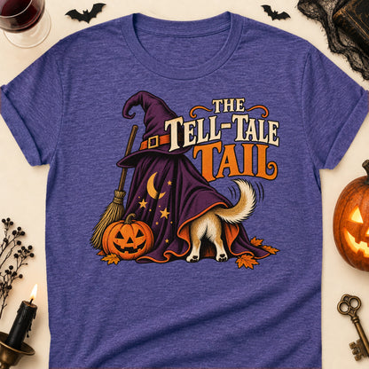 The Tell-Tale Tail Halloween Dog Mom T-Shirt in Heather Purple