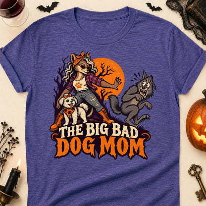 The Big Bad Dog Mom Halloween Dog Mom T-Shirt in Heather Purple