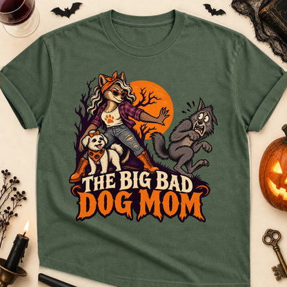 The Big Bad Dog Mom Halloween Dog Mom T-Shirt in Military Green