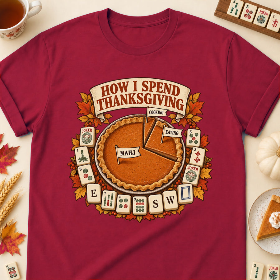 How I Spend Thanksgiving Mahjong Pie Chart T-Shirt