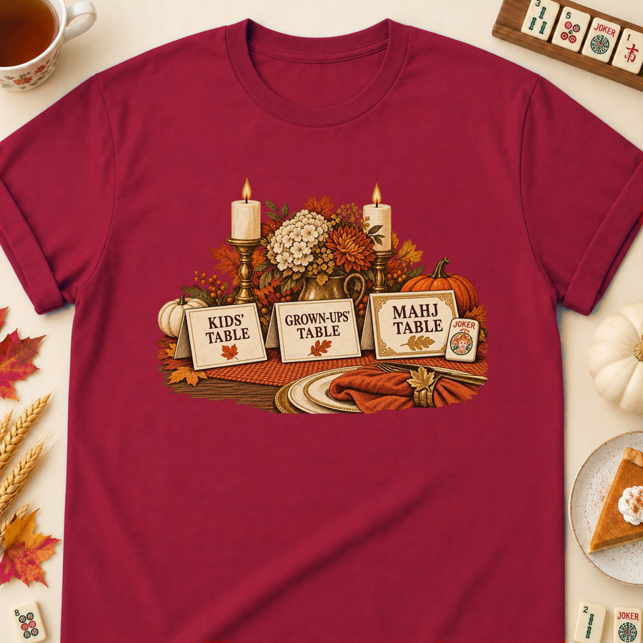 Kids' Table, Grown-Ups' Table, Mahj Table Mahjong T-Shirt
