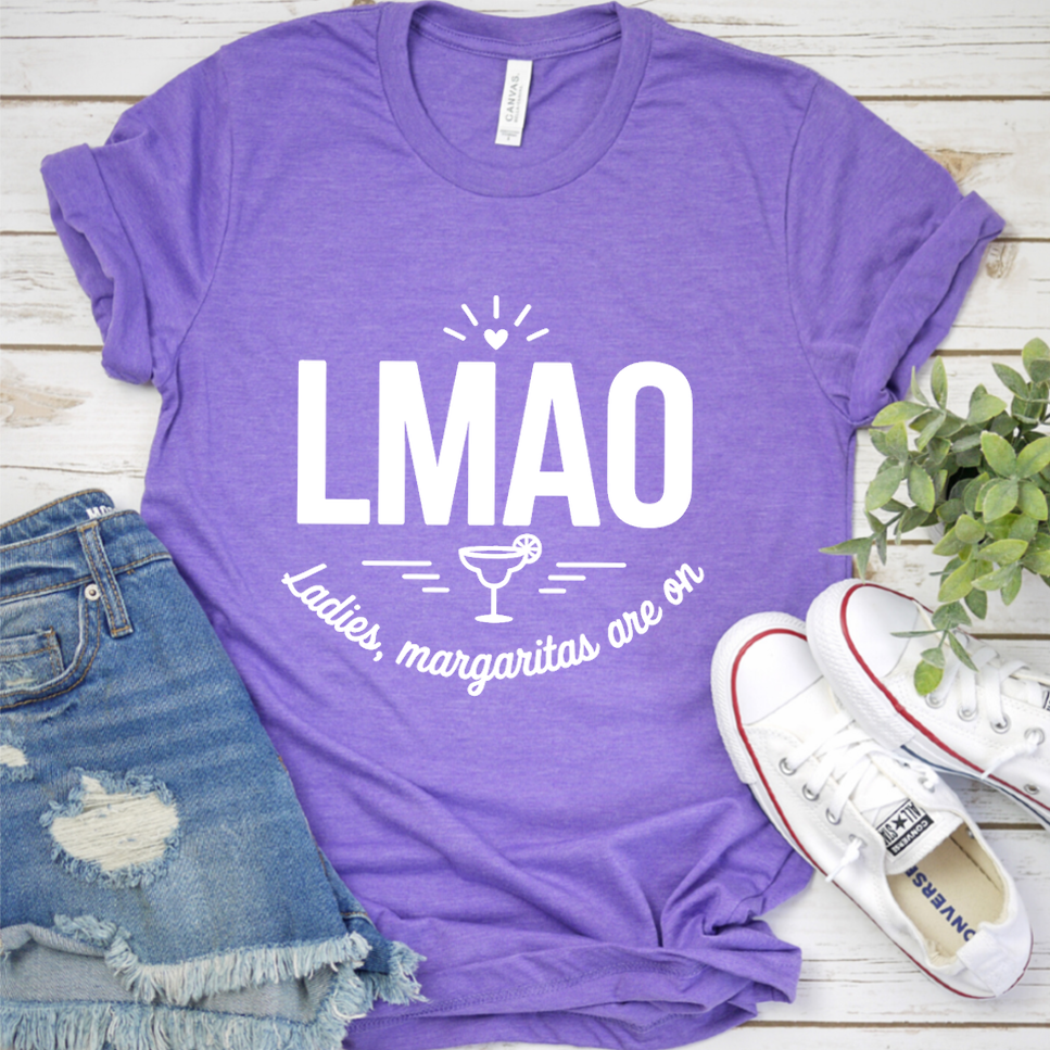 LMAO Ladies, Margaritas Are On T-Shirt - Heather Purple - Brooke & Belle