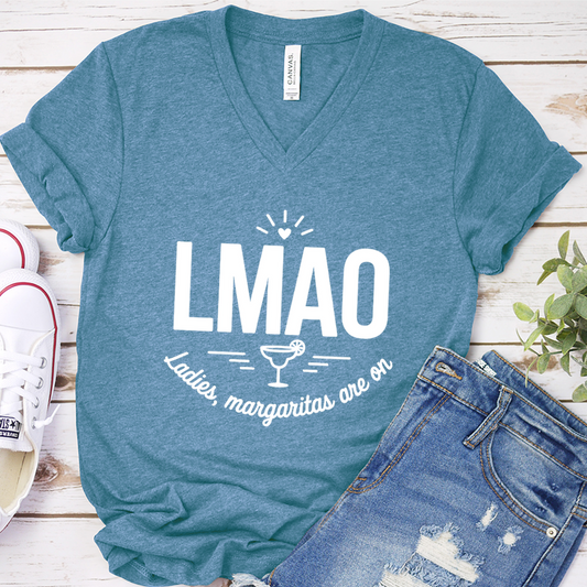 LMAO Ladies, Margaritas Are On V-Neck - Heather Deep Teal - Brooke & Belle
