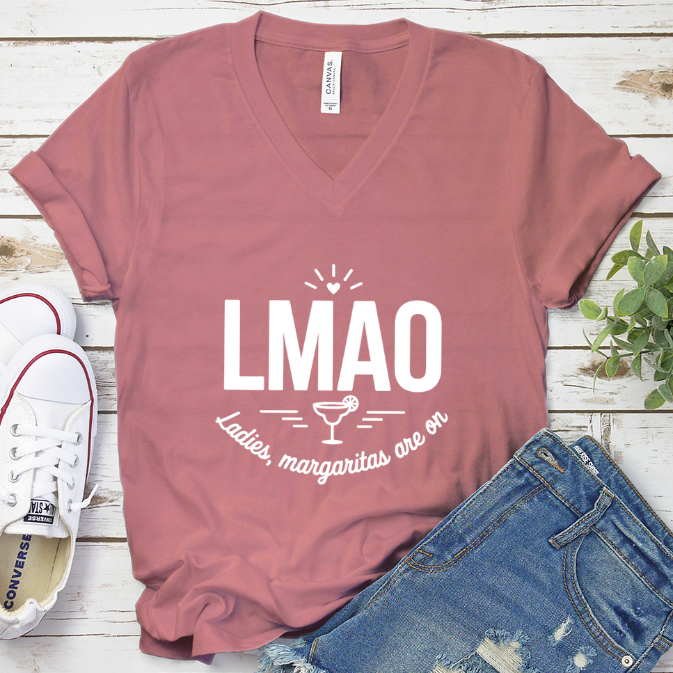 LMAO Ladies, Margaritas Are On V-Neck - Mauve - Brooke & Belle