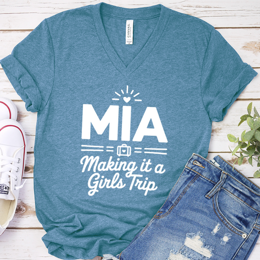 MIA Making It A Girls Trip V-Neck - Heather Deep Teal - Brooke & Belle