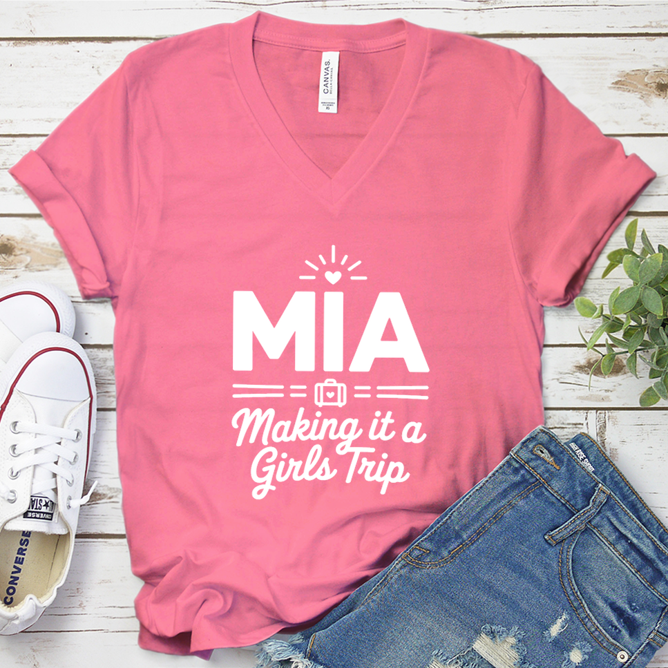MIA Making It A Girls Trip V-Neck - Neon Pink - Brooke & Belle