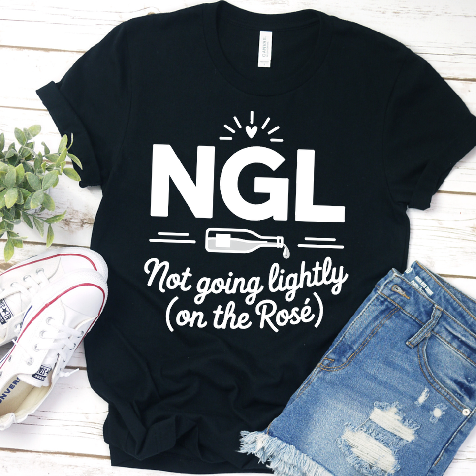 NGL Not Going Lightly (On The Rosé) T-Shirt - Black - Brooke & Belle